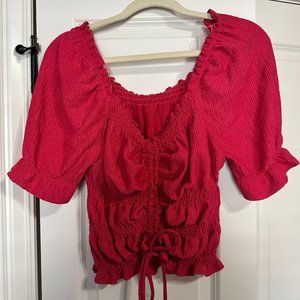Anthropologie Pilcro Hot Pink Scrunch Top